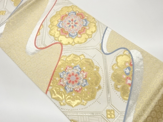 JAPANESE FUKURO OBI / WOVEN FLOWER CREST
